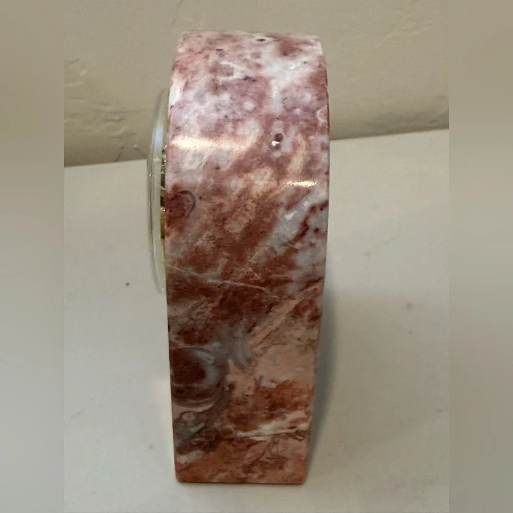 Vintage PINK GENUINE MARBLE STONE DESK TOP/TABLE CLOCK Steiger‎ Quartz Germany